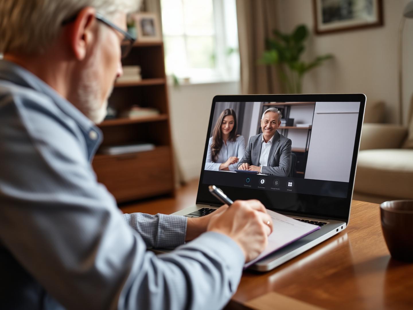 Person on video call with disability attorney discussing claim