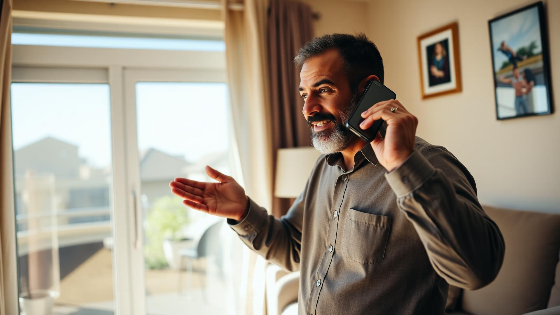 Person on encouraging phone call with disability attorney at home